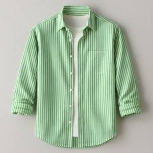 Fresh Green Stripe Casual Shirt