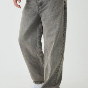 Men’s Stone Wash Relaxed Fit Baggy Jeans – Earth Tone Vintage Denim